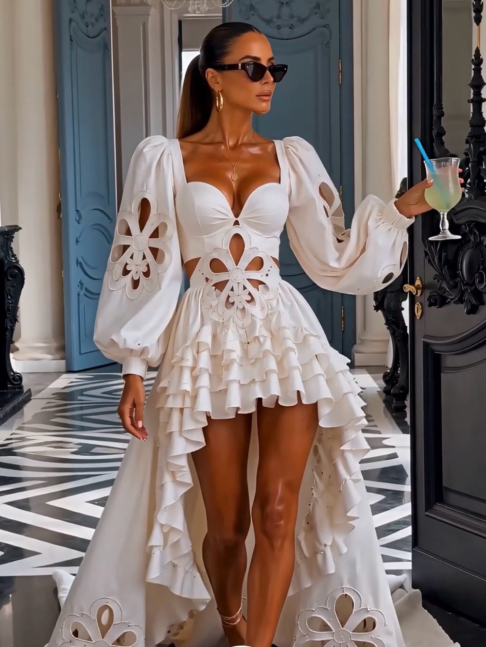 Miss Rosier “Charles White Cut Out Asymmetrical Maxi Dress” Small